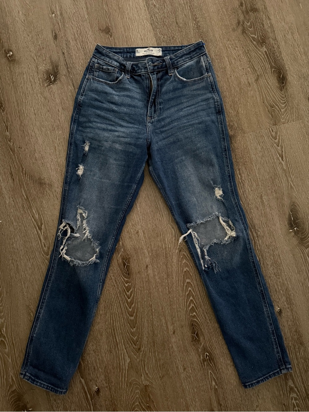 Hollister Distressed Boyfriend Jeans - Dark Blue